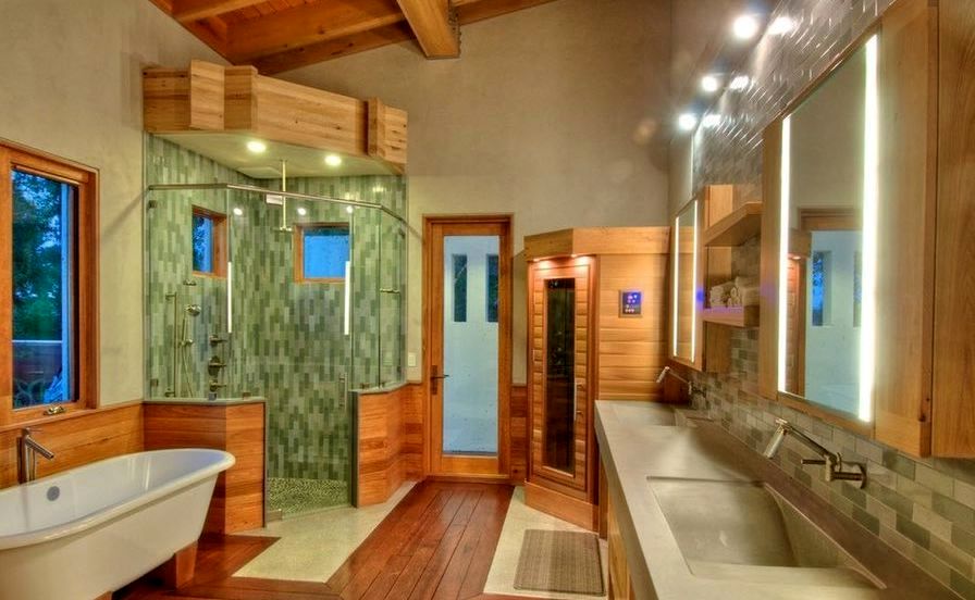 design of bathroom with sauna