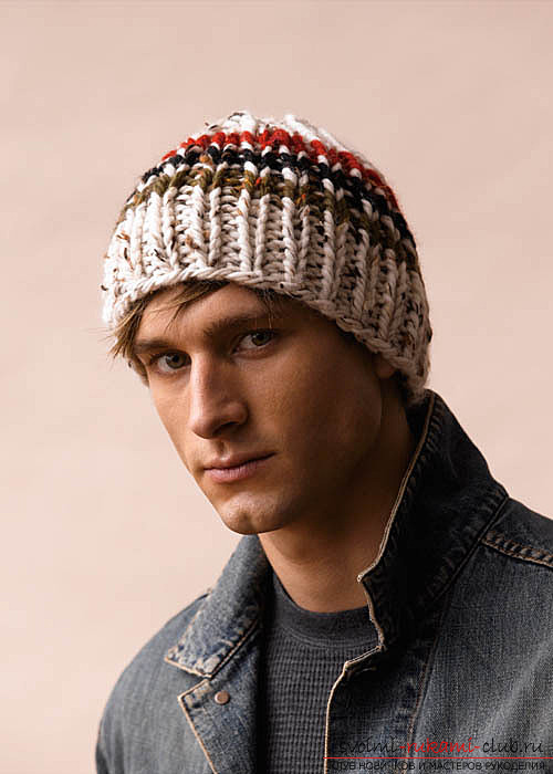 knitted winter men's hat with Norwegian pattern. Picture №3