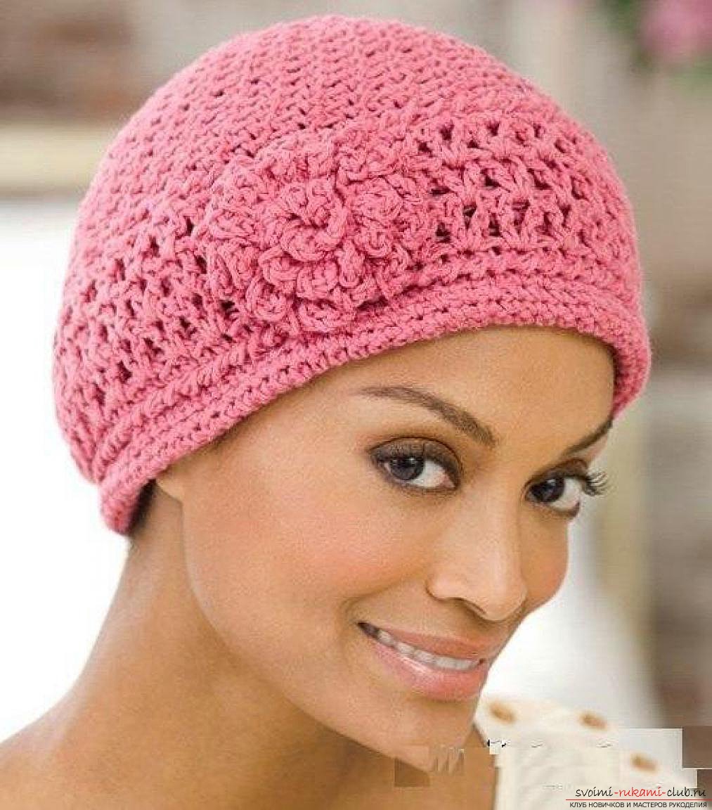 crocheted woolen fishnet hat. Photo # 2