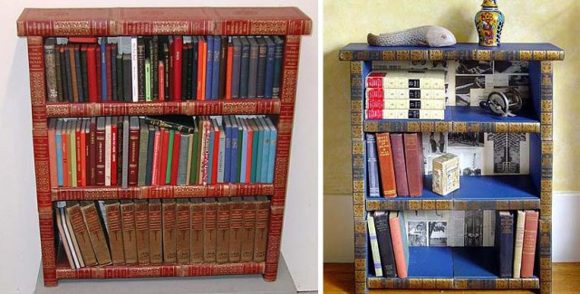 bookshelves with their own hands from books