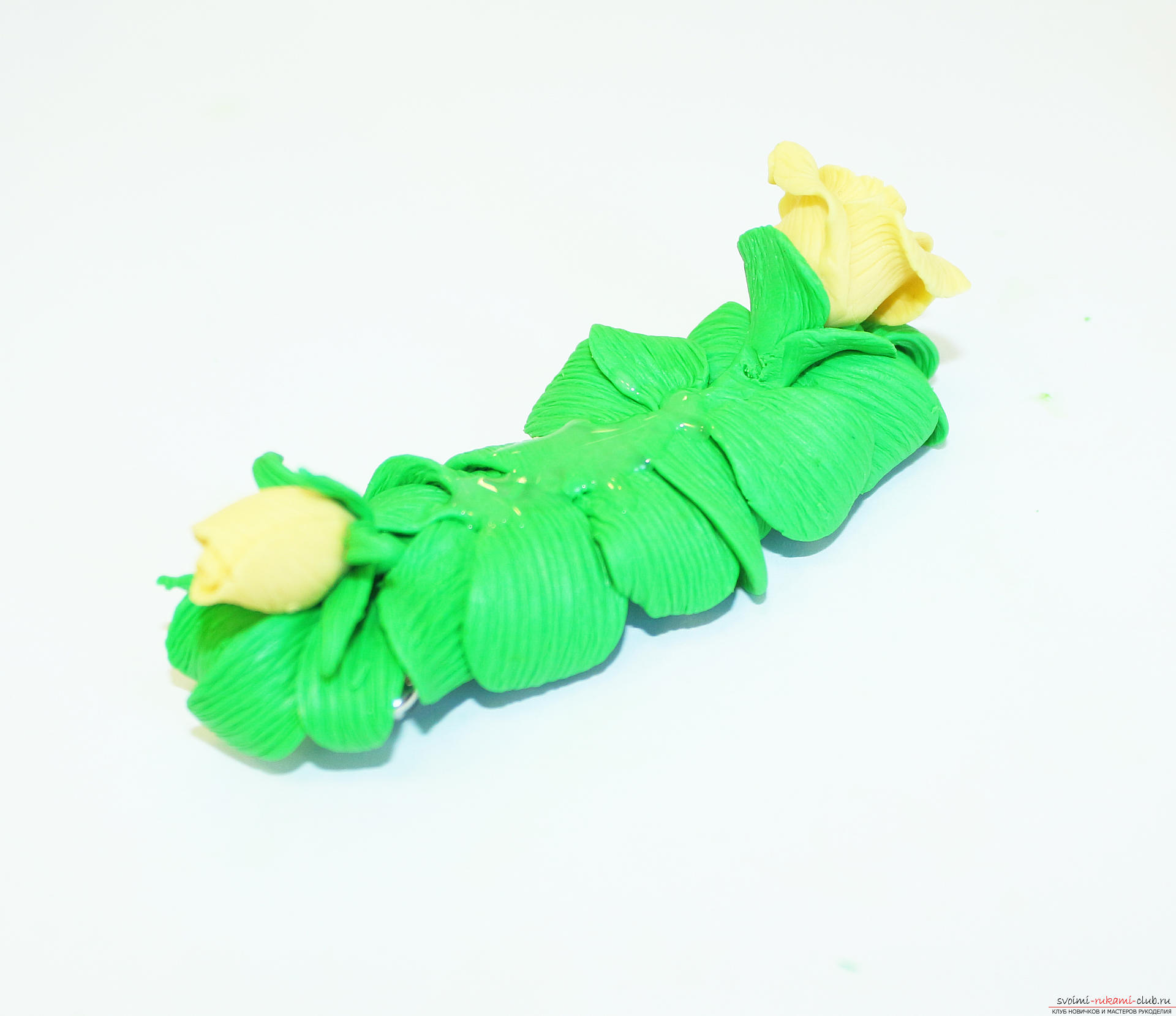 This detailed master class with photo and description will teach you how to make your own flowers from polymer clay for a hair clip .. Photo №41