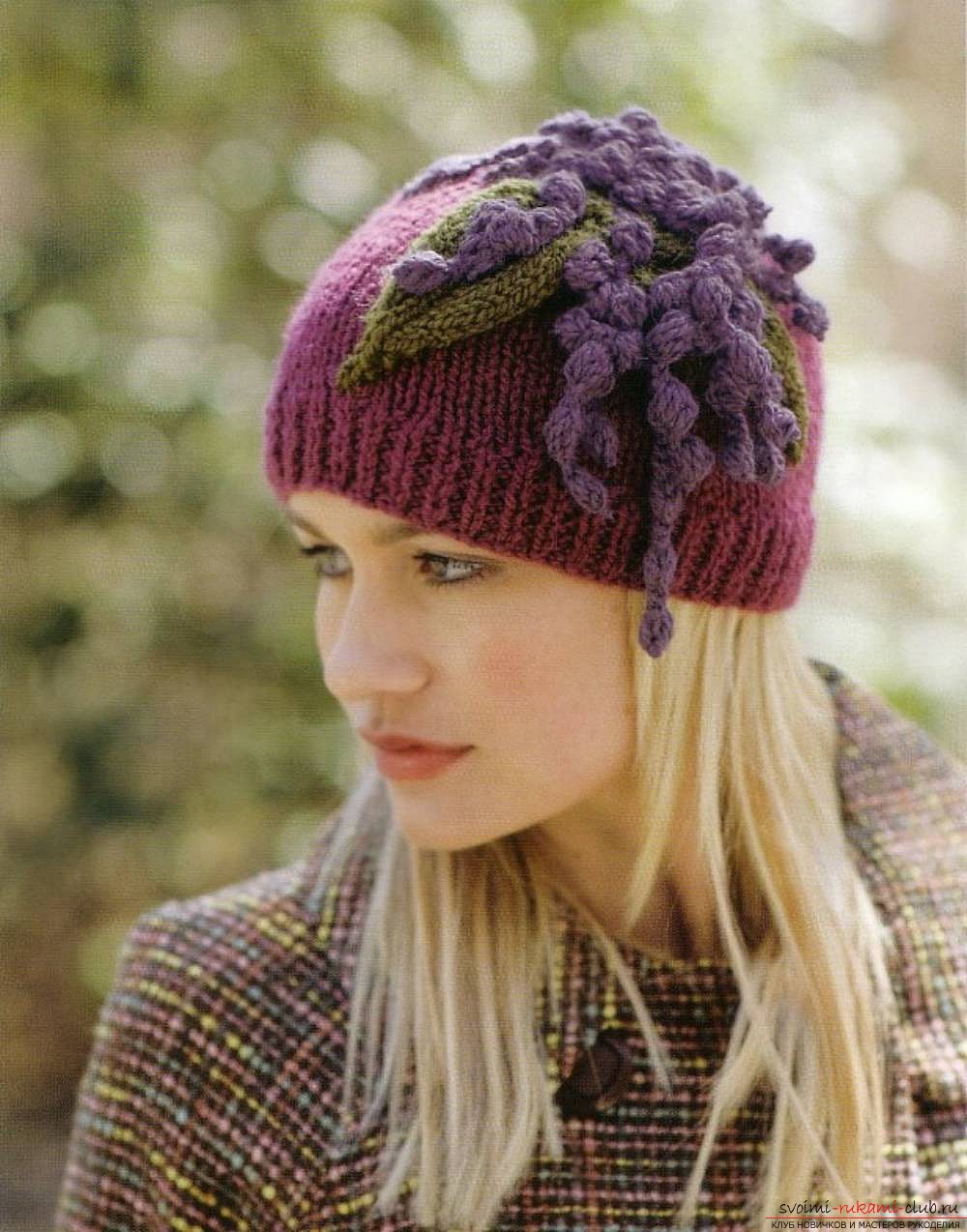 knitted needles original spring hat for women. Picture №3