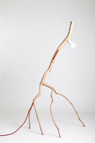 table lamp of wood branches