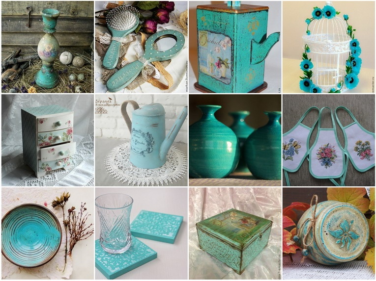 Vintage, provence and country in turquoise color photo
