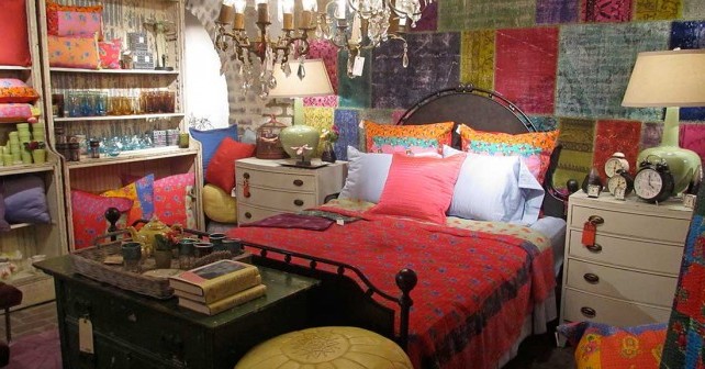 Bohemian style bedroom interior