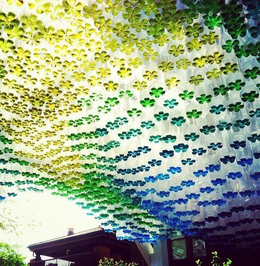 colorful canopy of plastic bottles