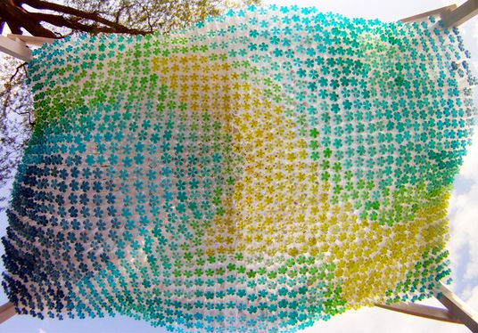 master-class colorful canopy of plastic bottles