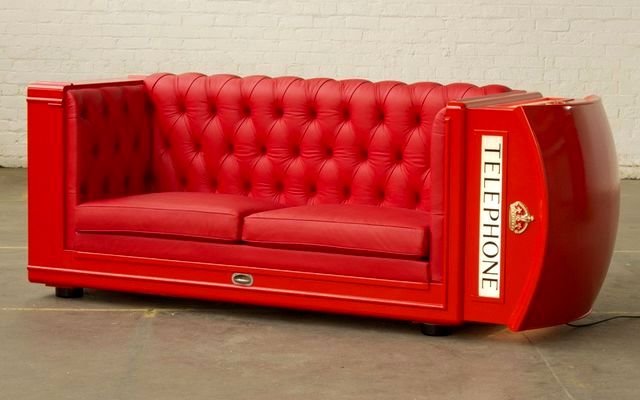 an unusual sofa from a London phone booth