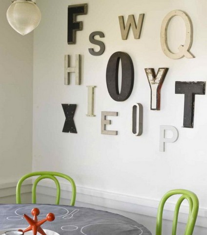 Асиметричен начин за поставяне на букви на стена