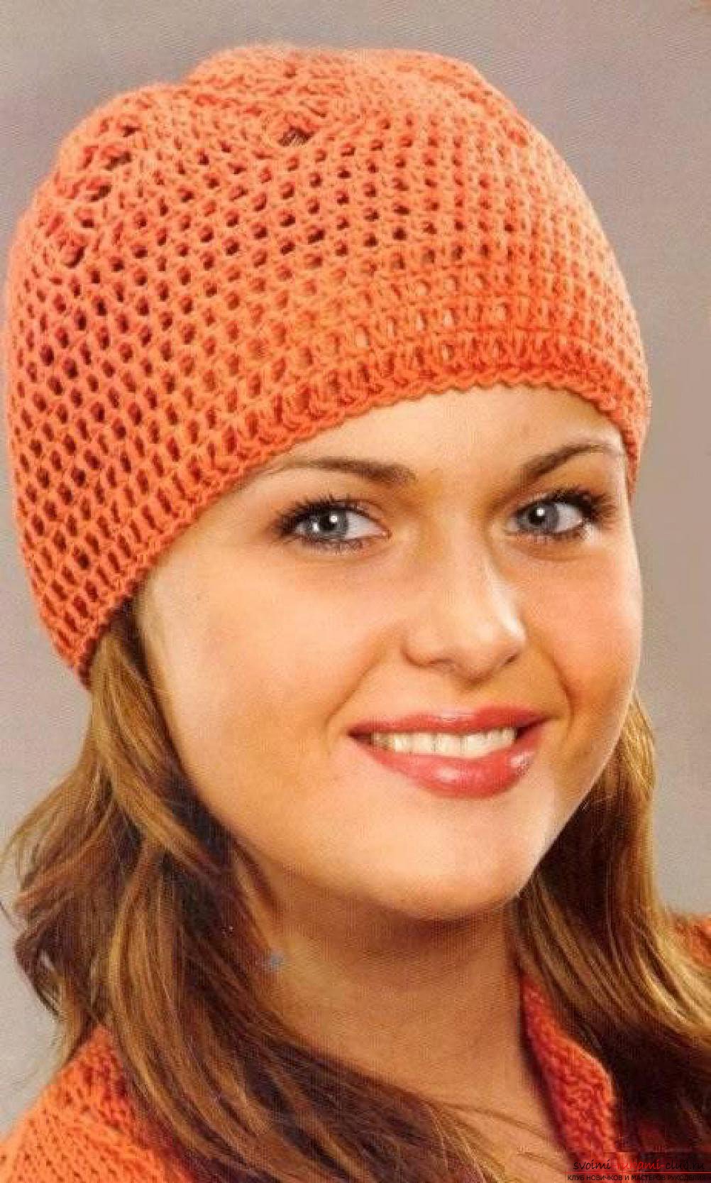 crocheted woolen fishnet hat. Photo №6