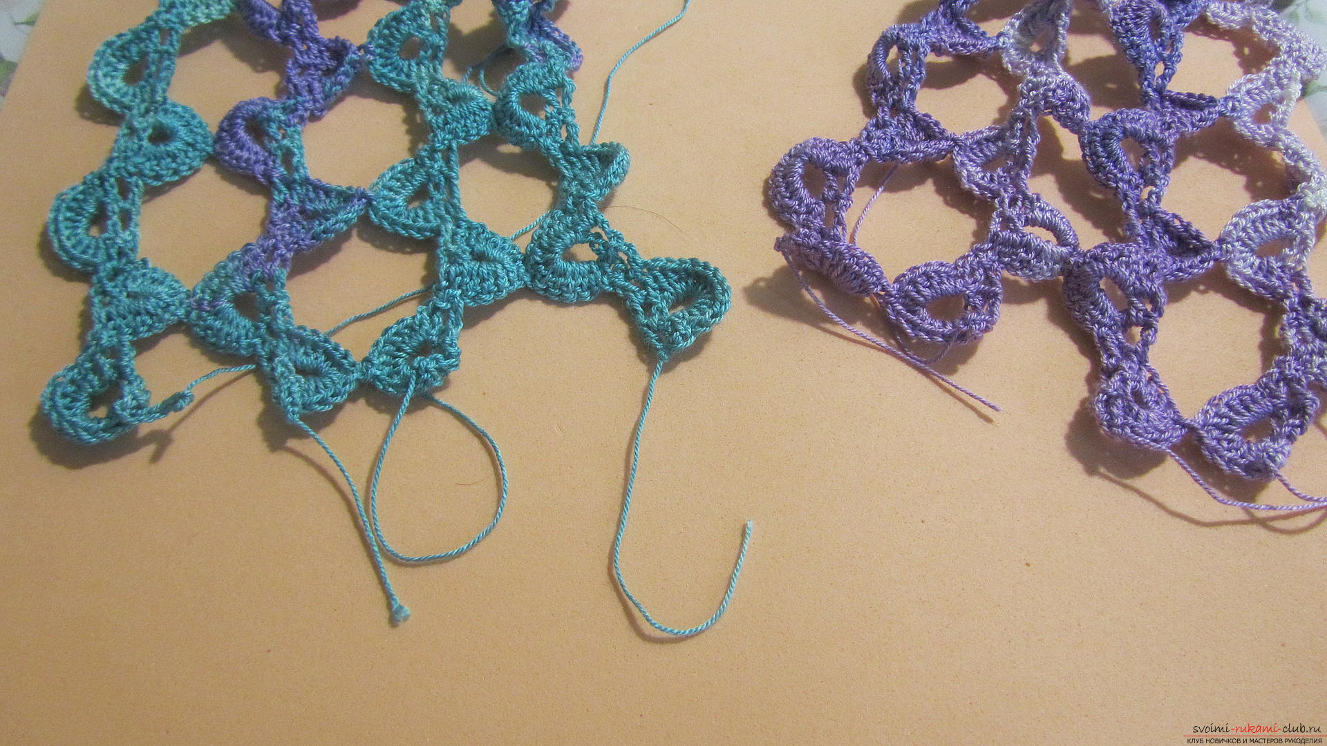 The master class will tell you in detail about crochet work on an openwork scarf. Picture №30