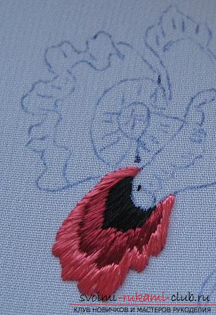 Embroidery with Chinese poppy on the scheme. Photo №7