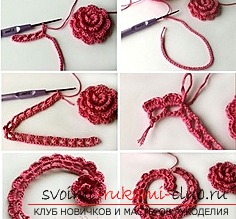 Crochet the ornament in the form of a rose. Photo # 2