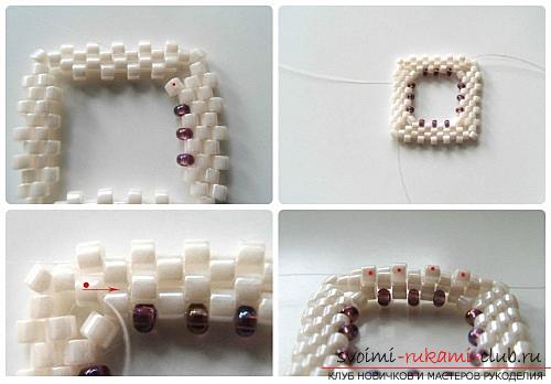 How to weave from beads, lessons with step-by-step photo creation of beautiful bracelets for beginners, tips and instructions for beading. Photo №4