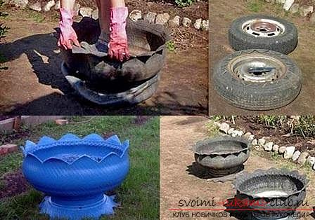 Crafts from tires, crafts from tires with their own hands, how to make a swan from an old tire, a swing from the tires with their own hands, flowerpots from tires themselves. Photo # 6