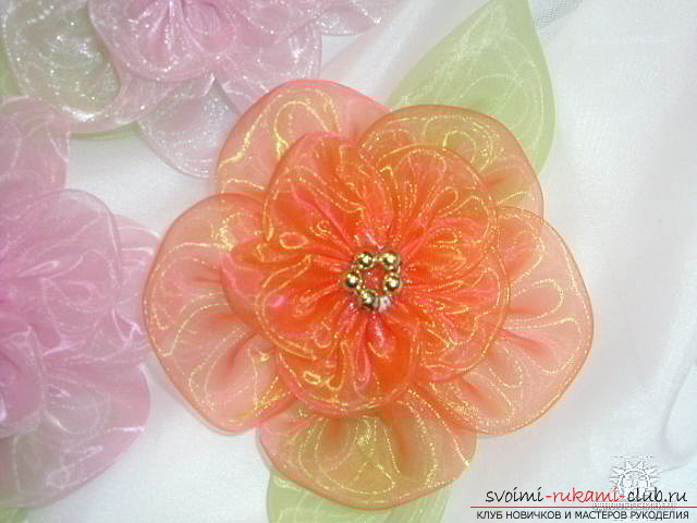 bright and airy organza, flowers from organza with their own hands. Photo №7