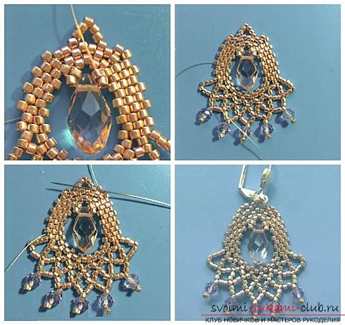 Free master classes on weaving earrings from beads with turn-based photos .. Photo # 6