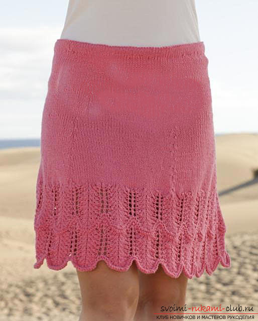 We knit a pink skirt with openwork edges. Photo №7