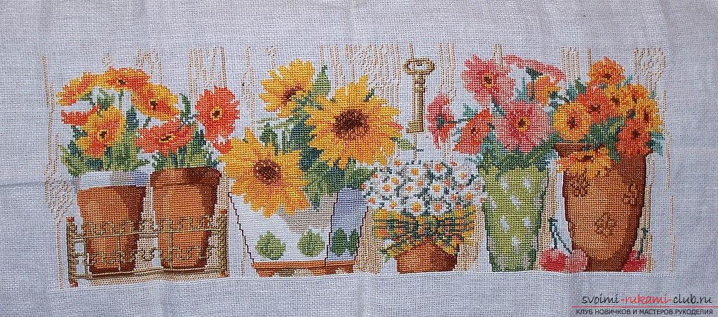 Cross-stitch embroidery of various colors in the flowerpot by free schemes. Picture №3