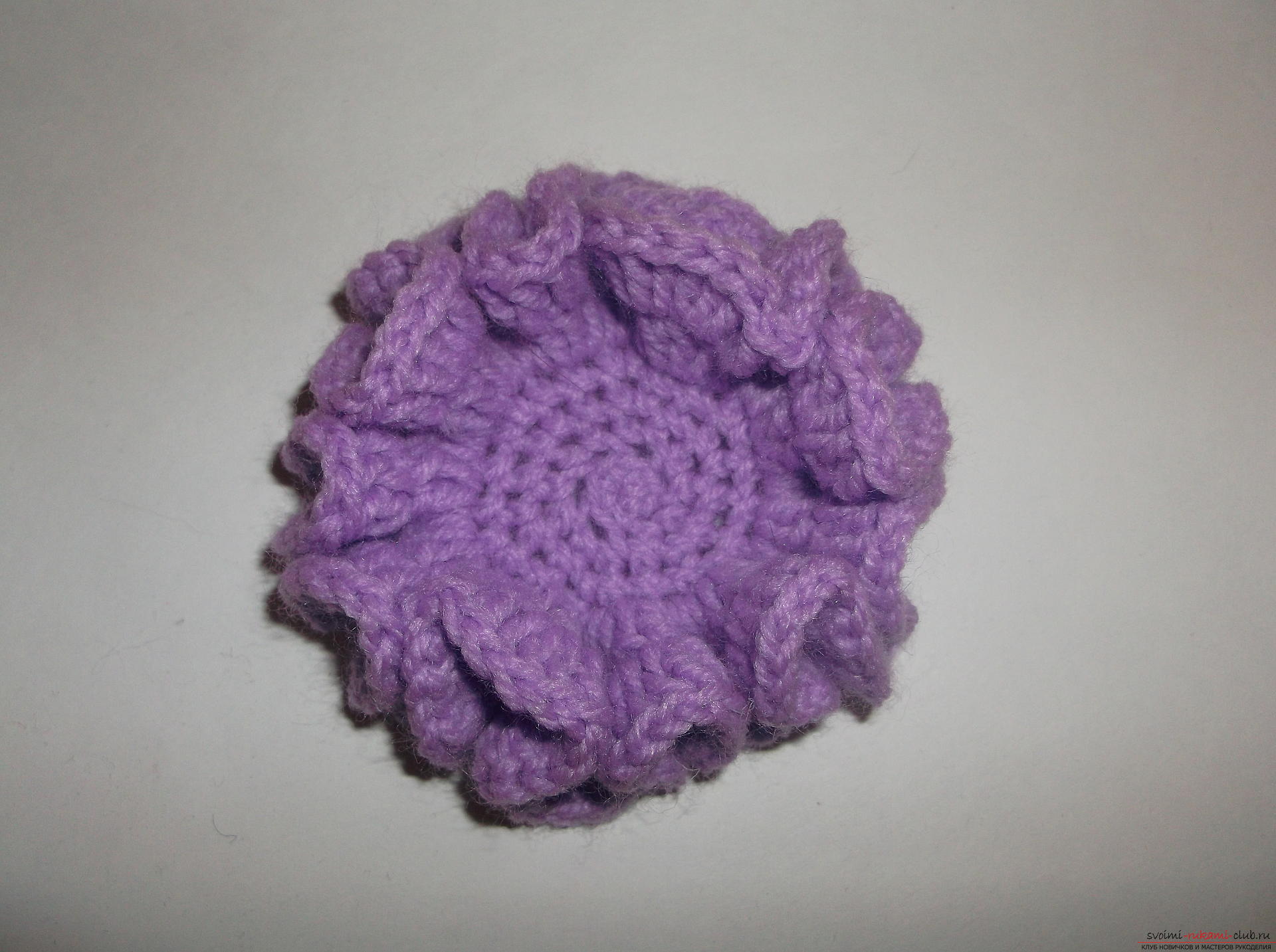 A lesson on crochet crochet lilac poppy. Photo №4