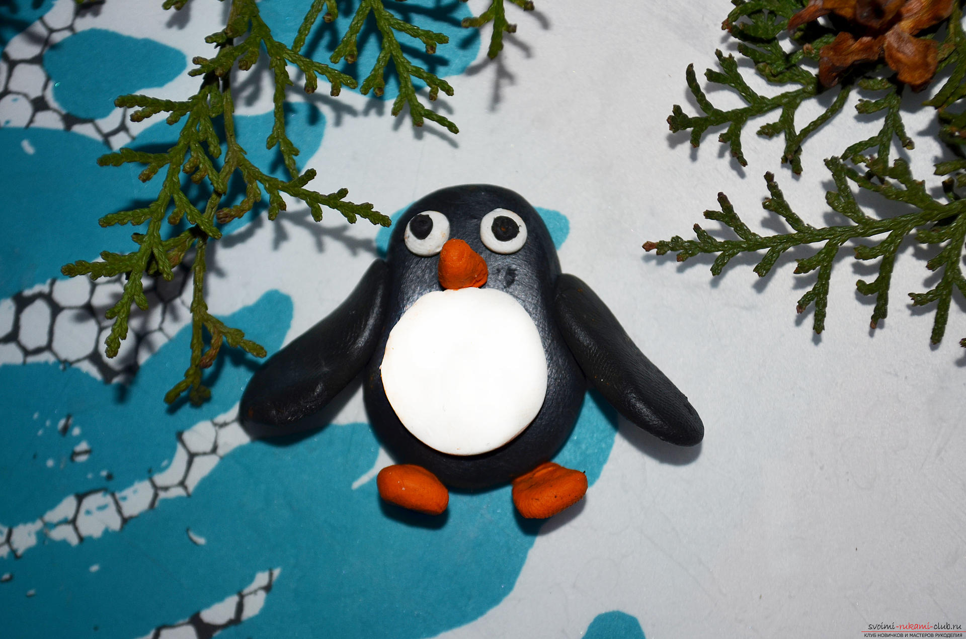 Photo to the lesson modeling from polymer clay penguin. Photo Number 11