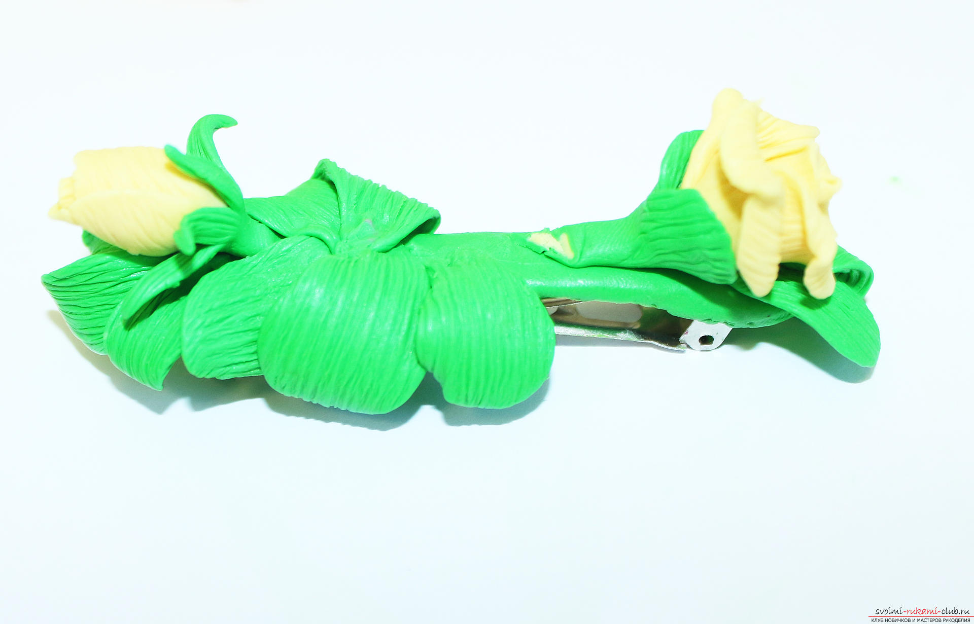 This detailed master class with a photo and description will teach you how to make your own flowers from polymer clay for a hair clip .. Photo №39