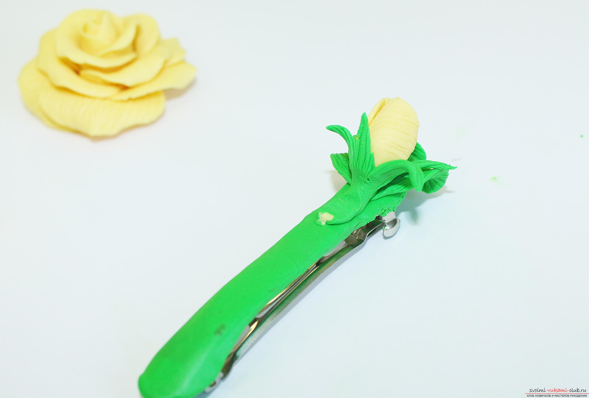 This detailed master class with photo and description will teach you how to make your own flowers from polymer clay for a hair clip .. Photo # 36