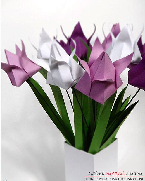 Simple origami tulip made of paper. Photo №5