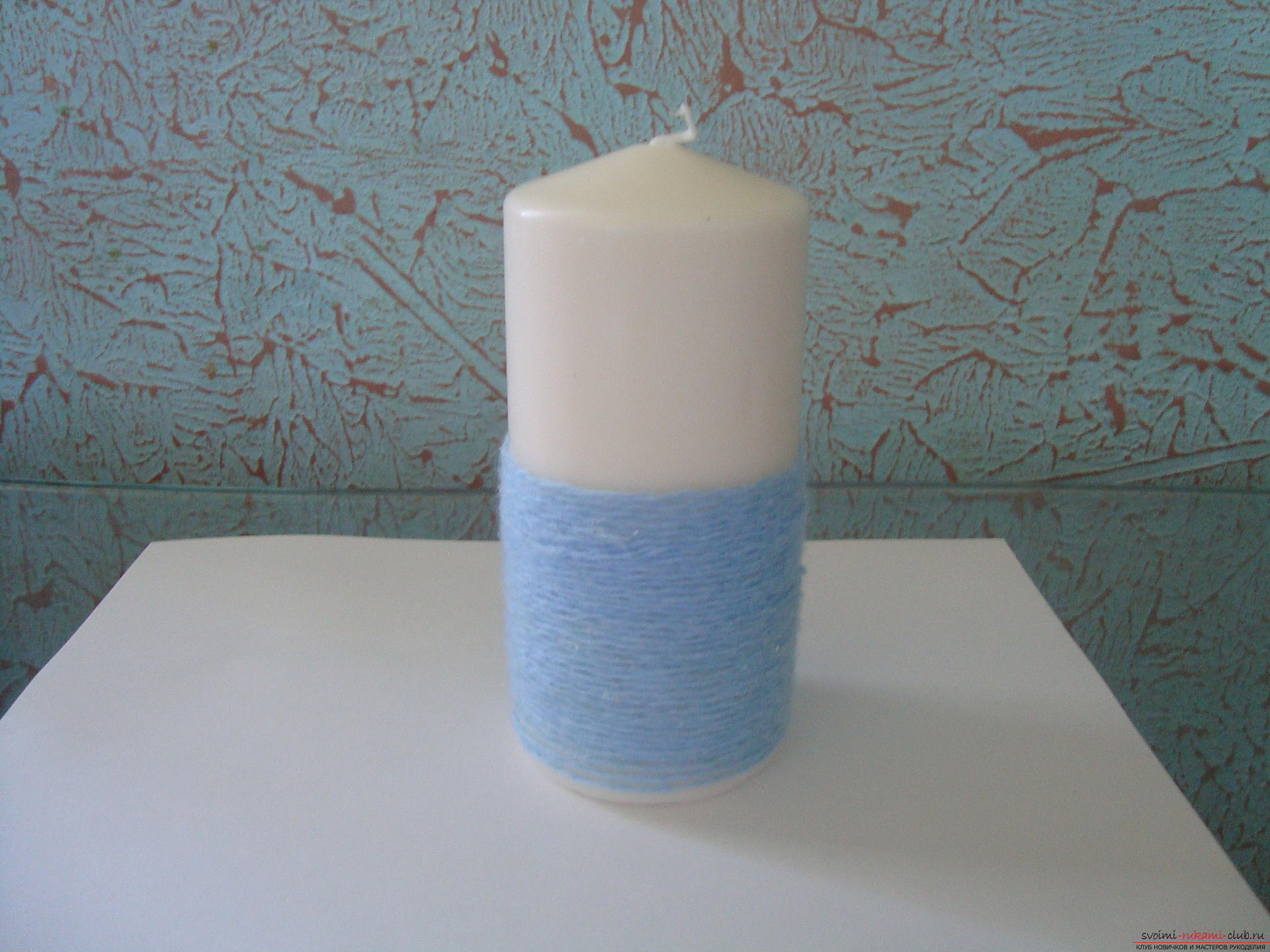 Step-by-step photos on the creation of a decorative candle. Photo №4