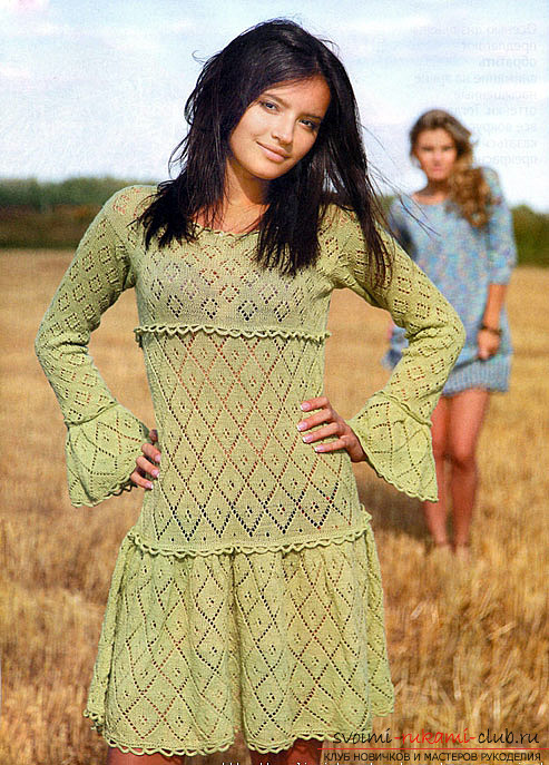 knitted green knitted dress for women. Photo №1