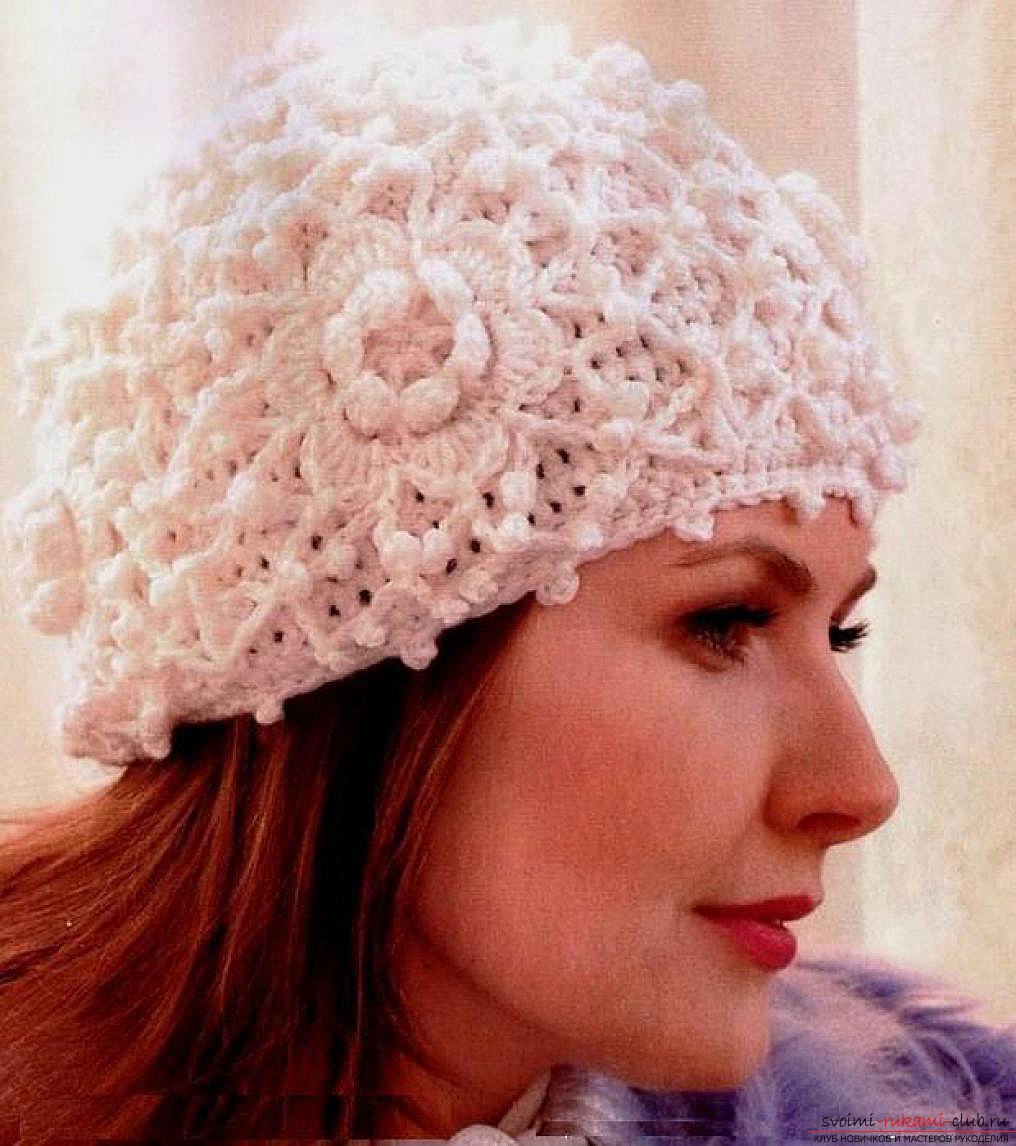 crocheted stylish female hat. Photo №1
