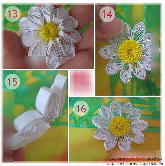How to make quilling chamomile with fringe with your hands - photo and master class. Photo №5