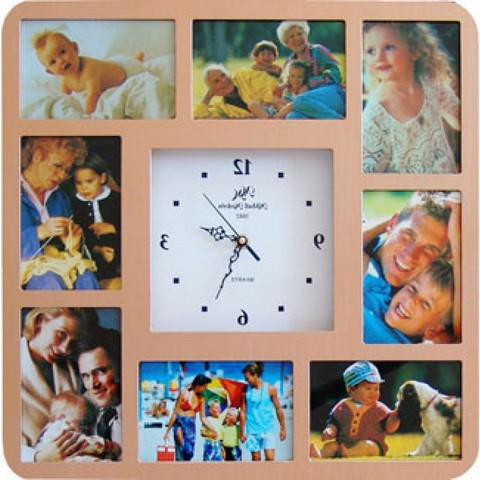 Стенен часовник с рамки за снимки за семейни снимки