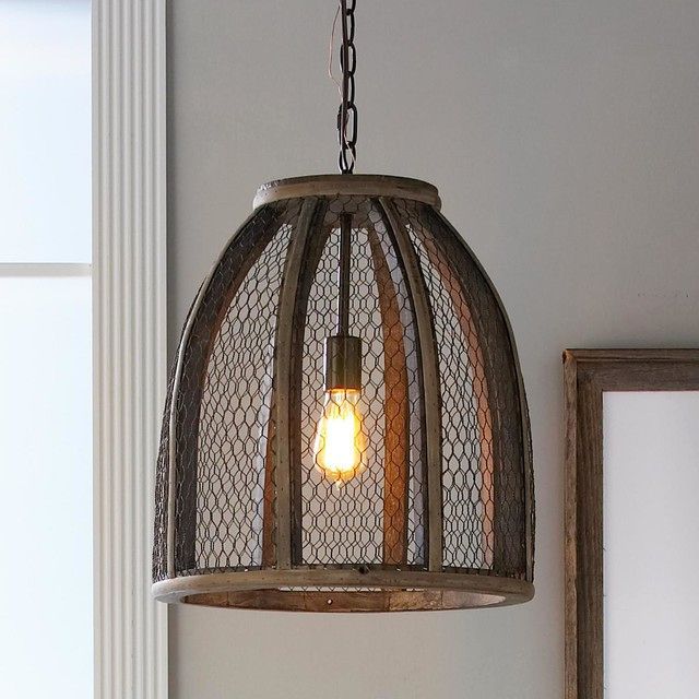 Ceiling lamp with a wire mesh lampshade