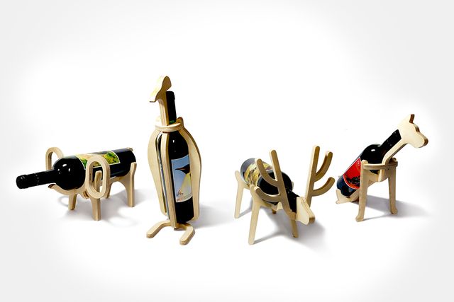 wine bottle stands for animals