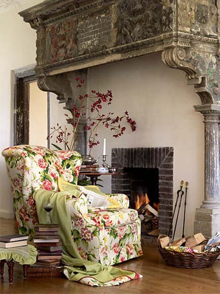 Furniture with floral prints in a classic interior