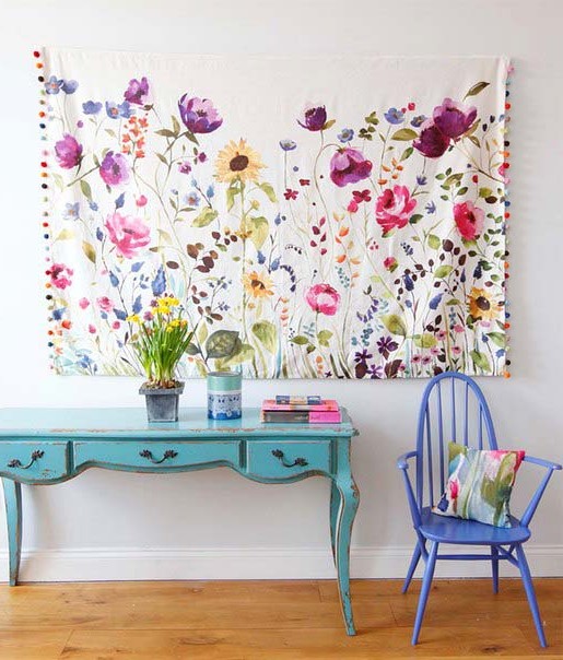 Textile picture with flowers - call spring in our house