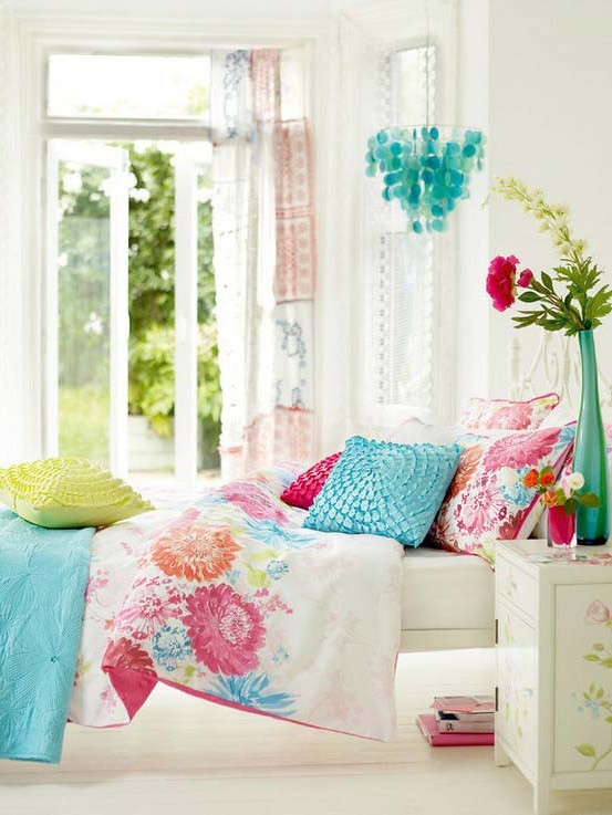 Spring interior in floral prints photo