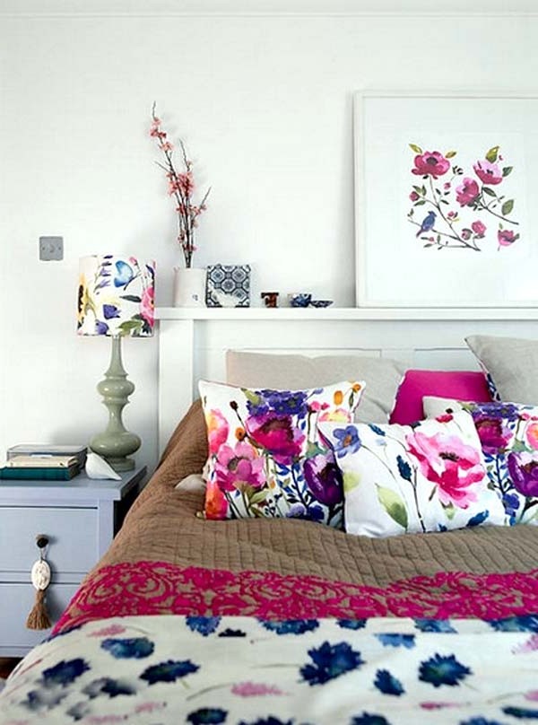 Textile print flowers in interior decor