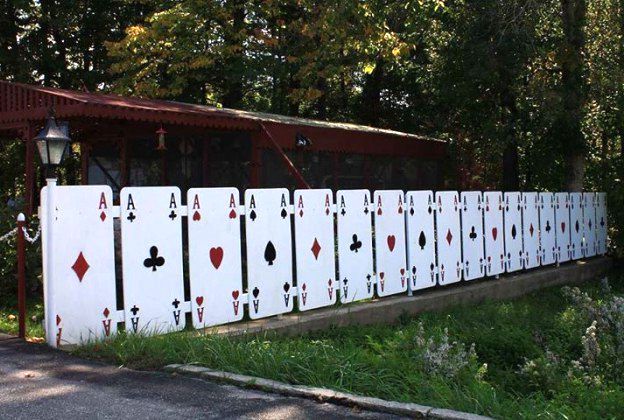 fence-playing cards with own hands