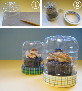 Cappey en taartdozen gemaakt van plastic flessen
