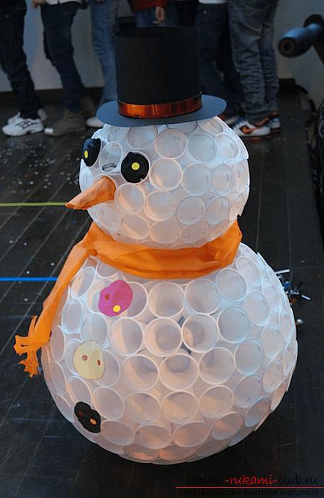 Maak een sneeuwpop- en sneeuwcompositie voor het nieuwe jaar 2016 met je eigen handen. Afbeelding №3