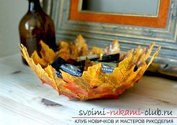 Handicrafts, autumn crafts that can be made from leaves, autumn glass ball, paintings on the theme of autumn, detailed instructions and phased photos .. Photo # 12
