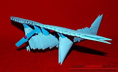 Origami aircraft model, modular manufacturing technique. Photo №1