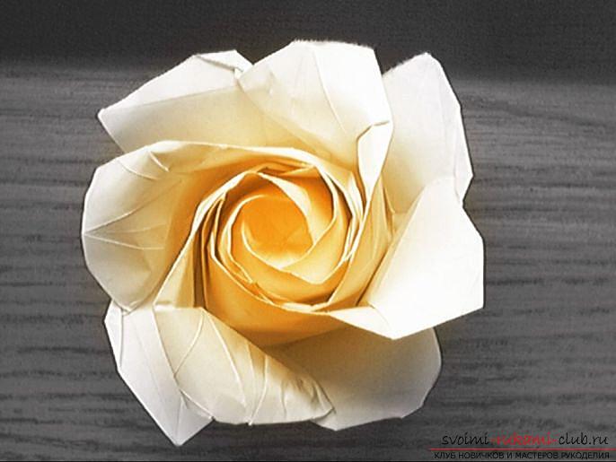 Origami is a rose made of paper. Photo # 2