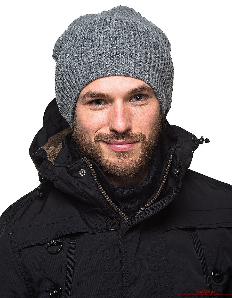 трикотажна зимна мъжка шапка с норвежки модел. Снимка №1