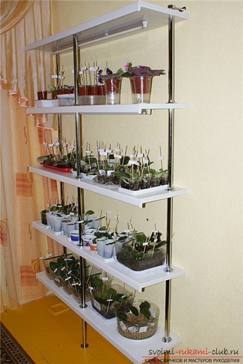 Detailed scheme and photo of manufacturing shelves for flowers. Photo №5