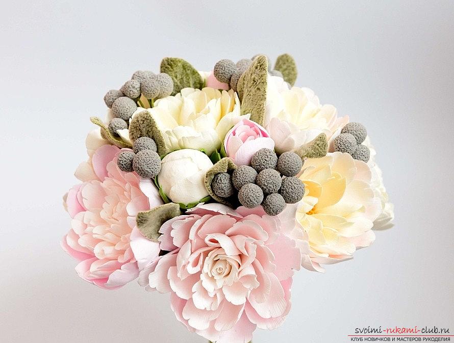 Bouquet of roses and lilies - flowers from polymer clay and polymer flowers with their own hands. Photo №5