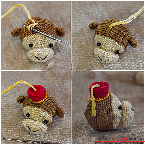 Master class on crocheting monkey amigurumi Abu with his hands with a detailed description. Photo Number 11
