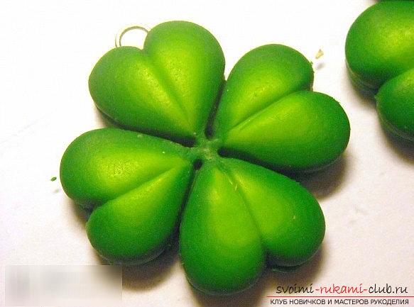 Clover of polymer clay, a flower of luck for beginners - a master class. Photo Number 9